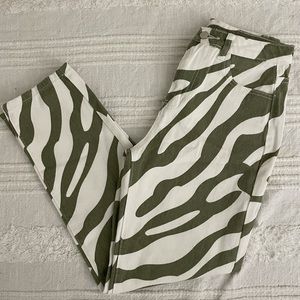 Green and White Zebra Pants